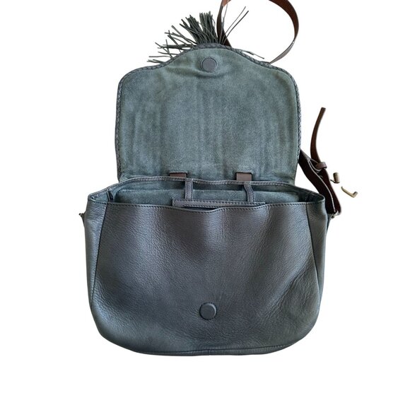 HOLDING HORSES Blue Leather Tassle Crossbody Bag - Picture 12 of 13